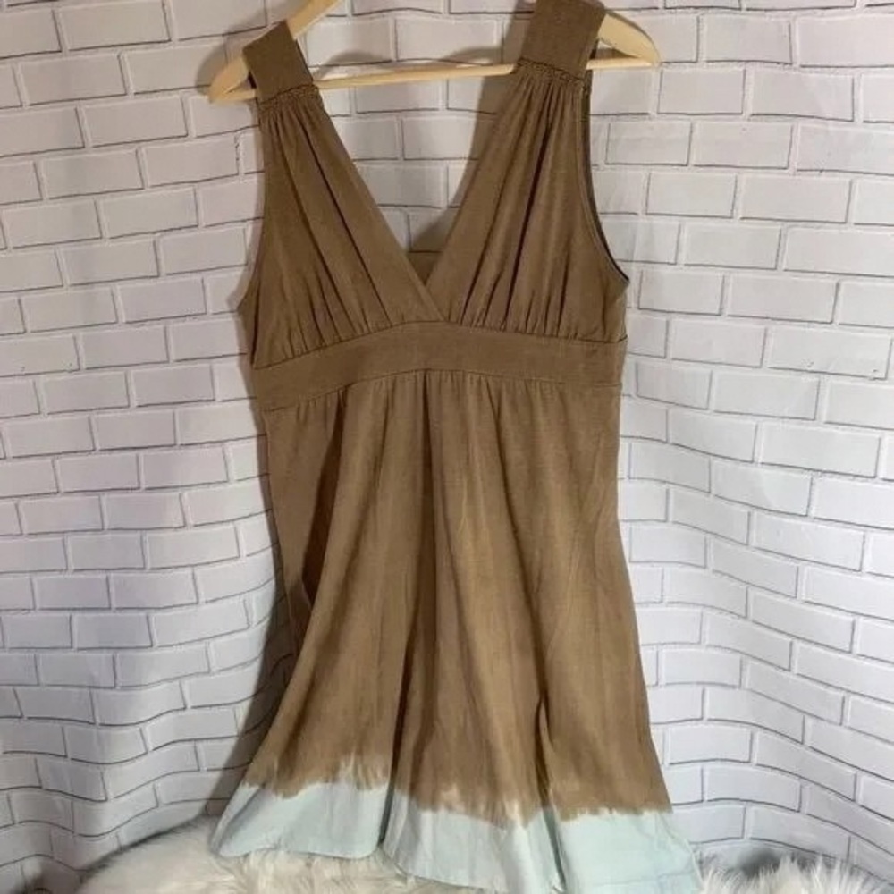Elegant Tan and Cream Mini Dress